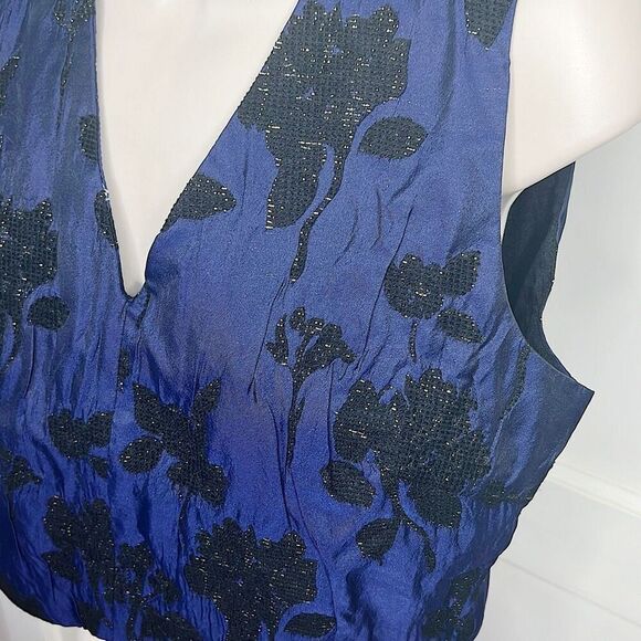 Lucy Paris Blue/Black Jacquard Vest Top NWT Size Medium - Picture 2 of 6